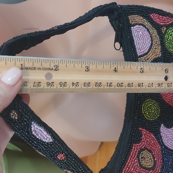 🔖 Black Millefiori Beaded Small Bag Zipper - Picture 8 of 9